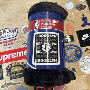 BROOKLYN NETS NBA SUPER SOFT PLUSH THROW 60 X 70‎ ONE SIDED BLANKET